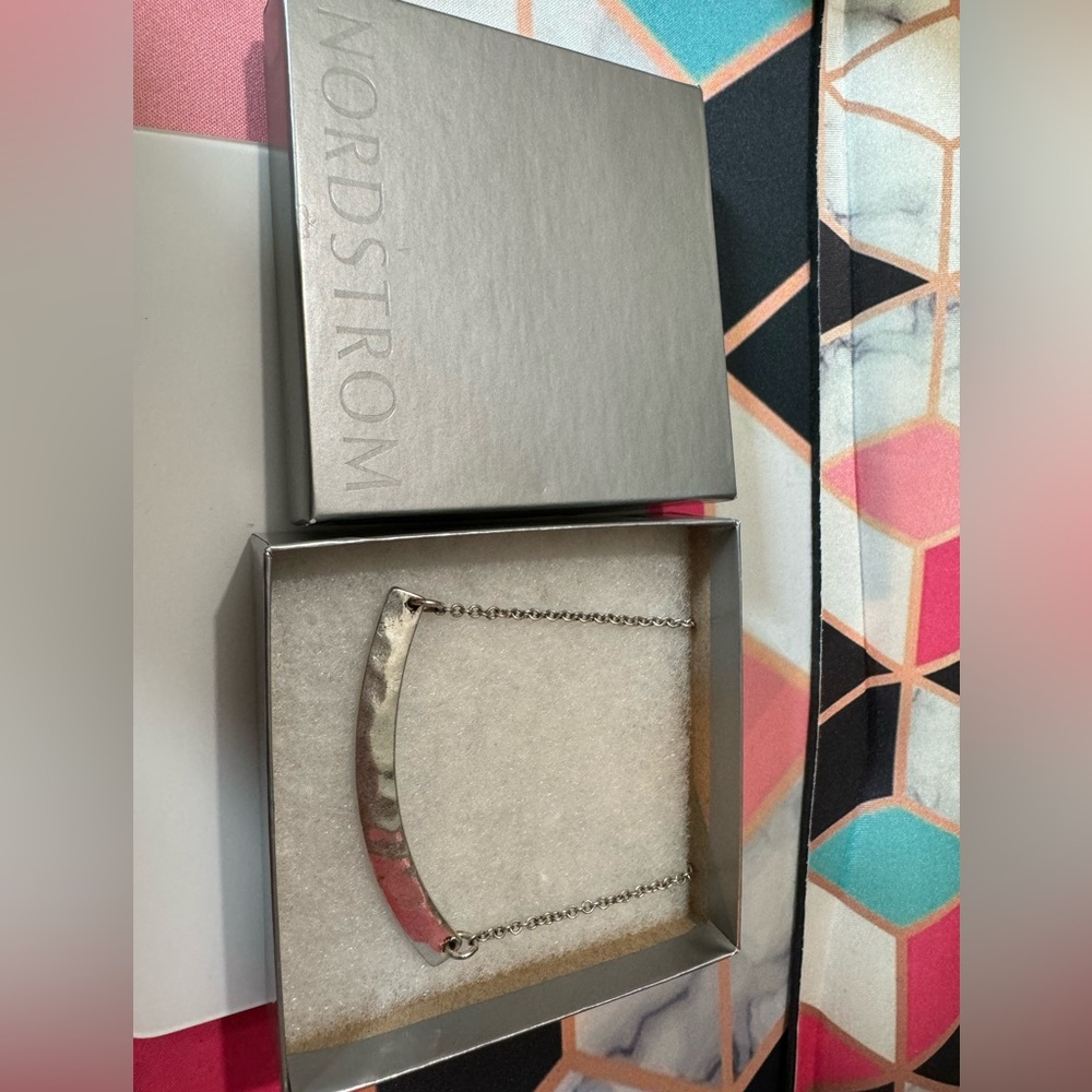 Lucky Brand Smile hammered sterling necklace